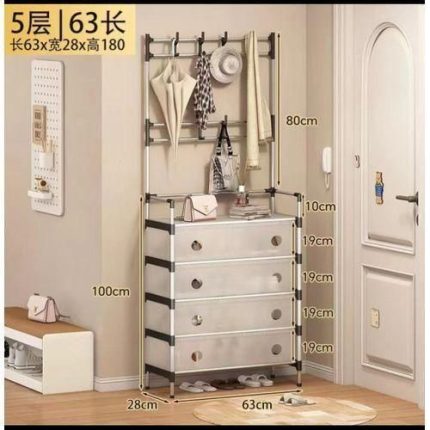 5-tier Dust Proof Mettallic Shoe rack