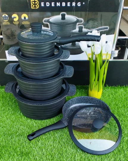 10pcs Black Edenburg Nonstick Cookware set
