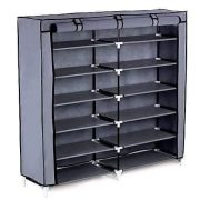 Double Column Metallic Shoe Rack with Canvas