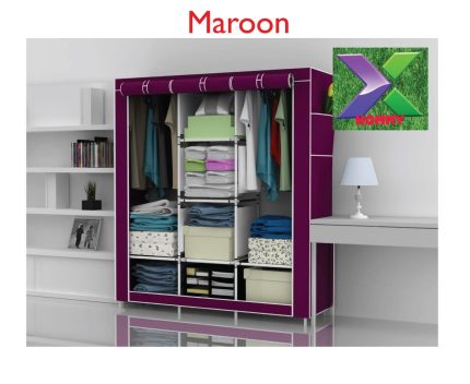 Metallic portable wardrobe with canvas cover