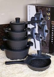 10pcs Black Edenburg Nonstick Cookware set - Image 2